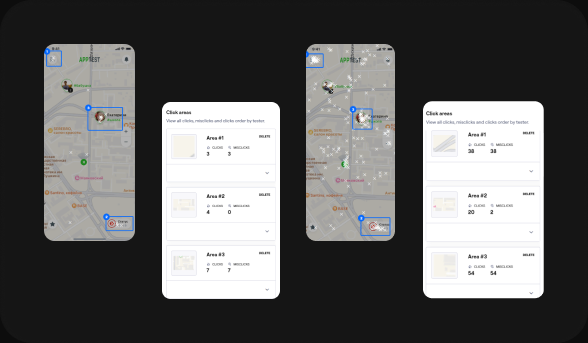 Examples of the earlier map screen and child settings